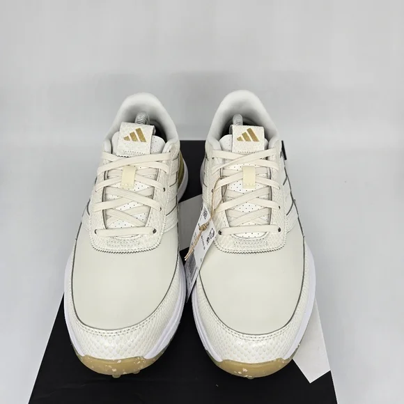 New adidas S2G 24 Leather Spikeless Golf Off White Gold Women's Shoes Size 8.5